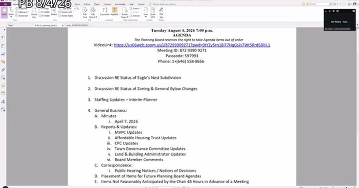 From the Planning Board